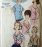 A vintage Vogue sewing pattern for women's blouses in 5 styles and size 12 