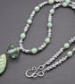 green ceramic and lampwork glass pendant necklace - Image 2