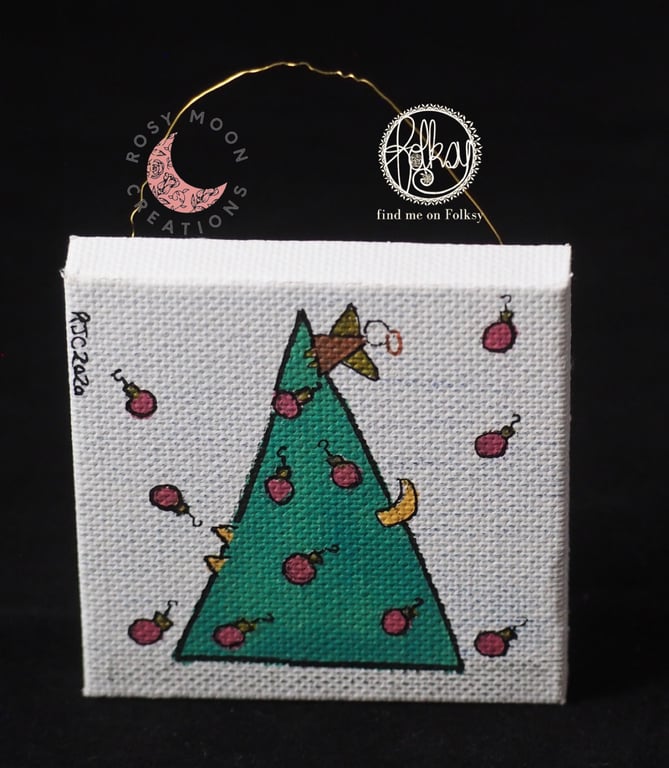 Cats in the Christmas Tree, Canvas Christmas Decoration 