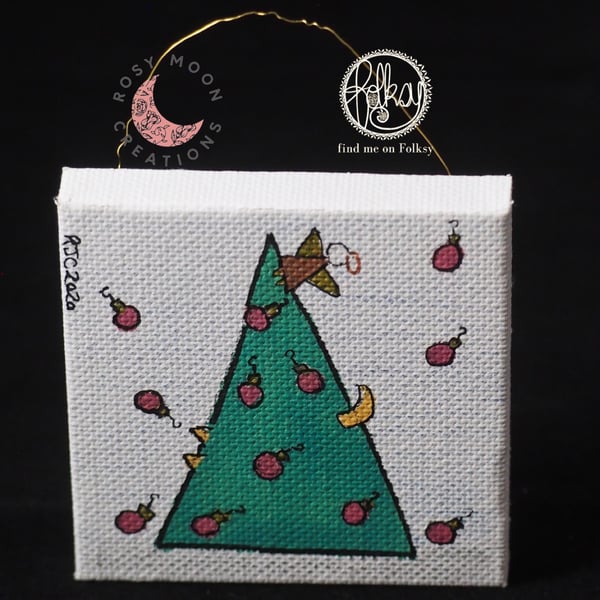 Cats in the Christmas Tree, Canvas Christmas Decoration 