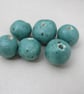 6 Medium Eggshell Blue Glazed Clay Beads - Image 2