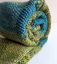 Handwoven Wool, Alpaca, Silk & Bamboo Scarf in Blues and Pale Green - Image 10