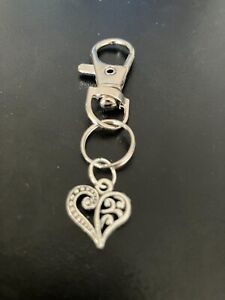 heart keyring bag charm zip puller swivel clip on key chain lanyard