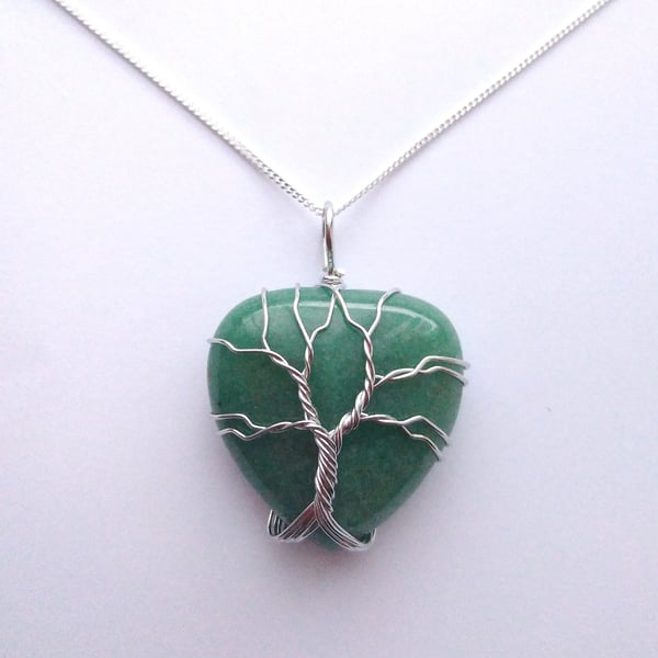 Aventurine Tree of Life Pendant Necklace