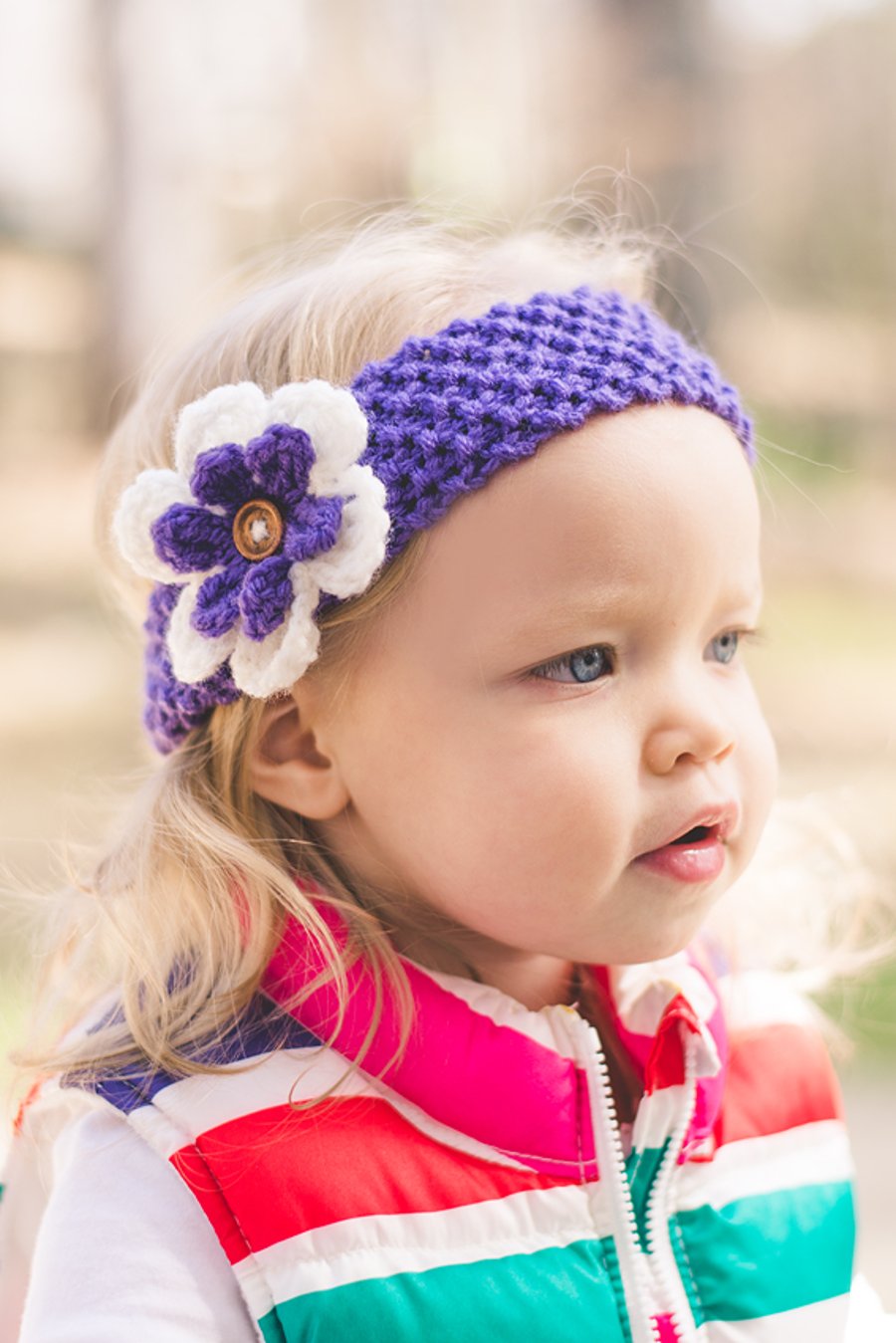 Girls Knitted Flower Headband, Made to order in any size, Other Colors