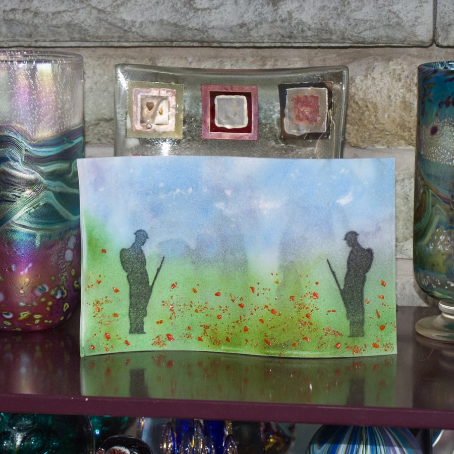 Soldiers in a Poppy Field - Fused Glass Wave - 9257 - Includes donation to RBL