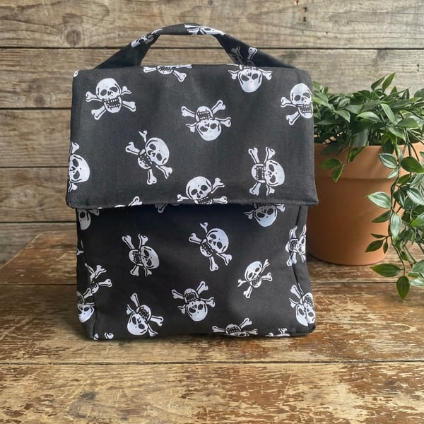 Skull and Crossbones Handmade Insulated Lunch bag 