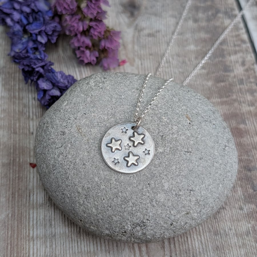 Sterling Silver Star Disc Necklace - JBJ2038