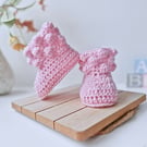Crochet Baby Booties with Bobble Cuff – Newborn Gift