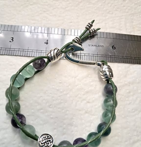 handmade Leather Green Floirite Wrap bracelet