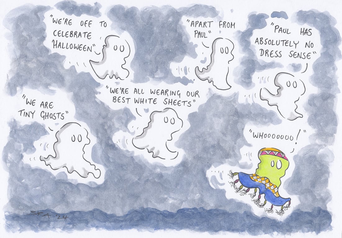 'Paul The Badly Dressed Ghost' an A4 sized original artwork