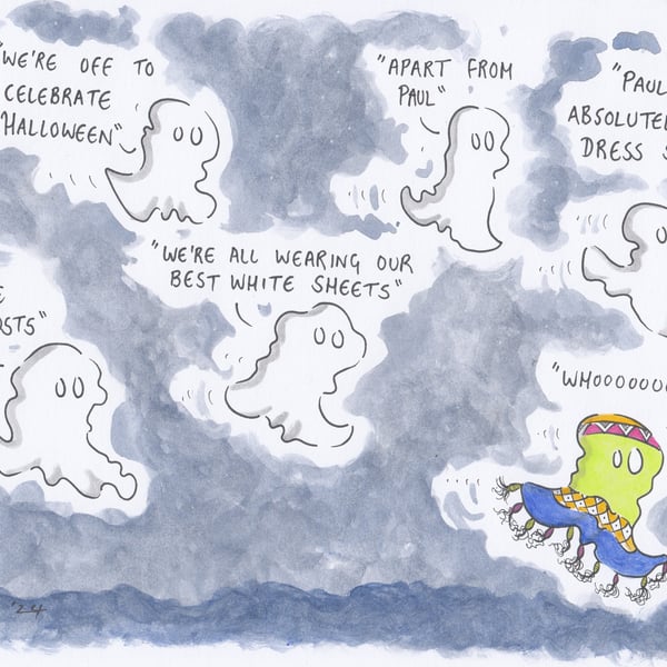 'Paul The Badly Dressed Ghost' an A4 sized original artwork