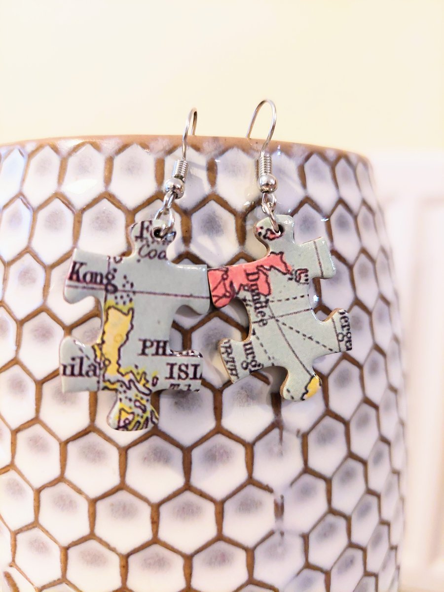 Unique Handmade Puzzle Piece Earrings