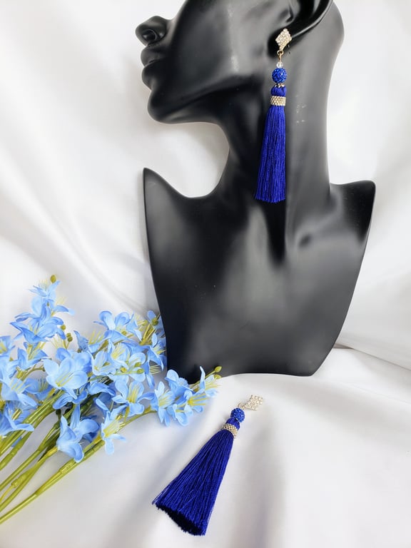 Blue Tassel Earrings Silver Plated Jewellery Dress Party Mother's Day Christmas