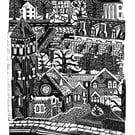 View Over St Francis Church, Bedworth by John Freeman (Black)
