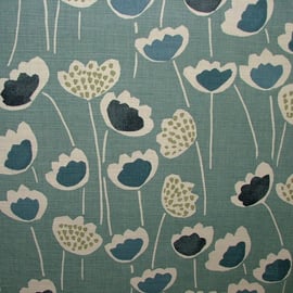 135cm Round Scandi Flower Indigo Tablecloth. Cotton