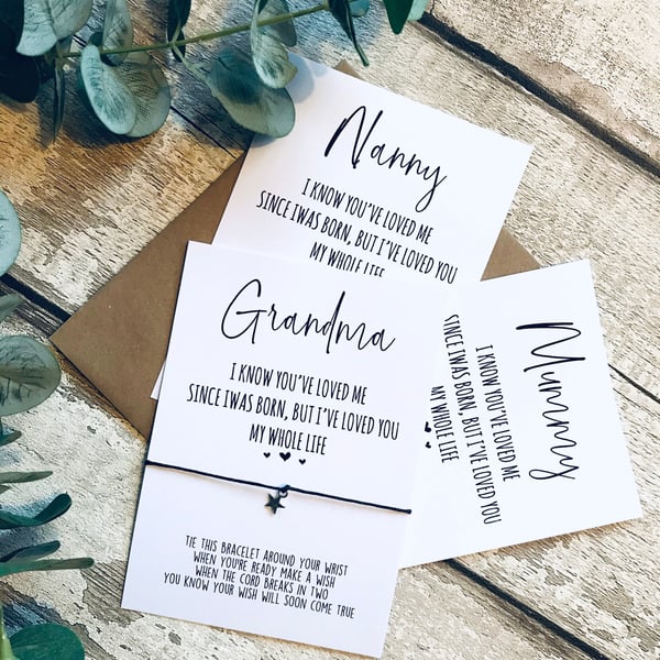 Wish bracelet for grandma, nanny gift, gift for mummy, make a wish, mothers day 