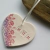 Ceramic mother's day heart hanging