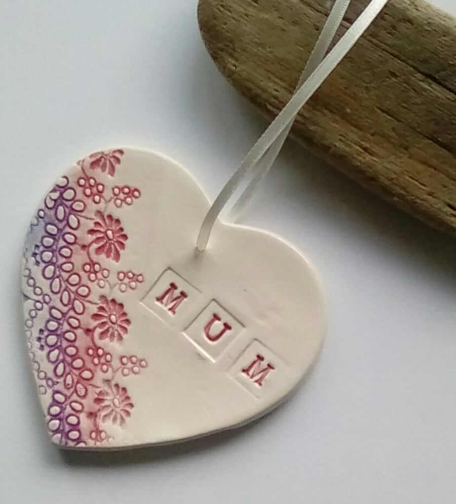 Ceramic mother's day heart hanging