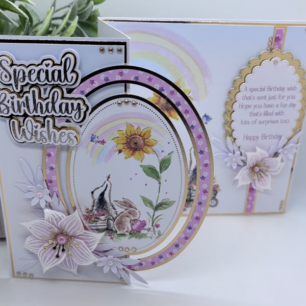 Girl's Z-fold Birthday Card