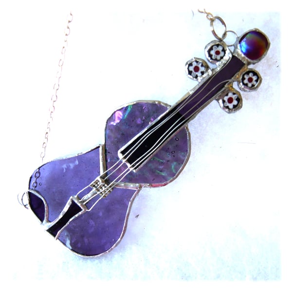 Violin Suncatcher Stained Glass Purple Music Musical Instrument 