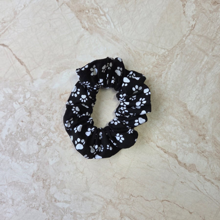 Handmade cotton fabric dog paw scrunchie 