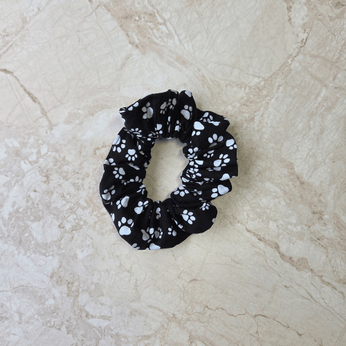 Handmade cotton fabric dog paw scrunchie 