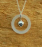White glass ring with sterling silver heart - Image 2