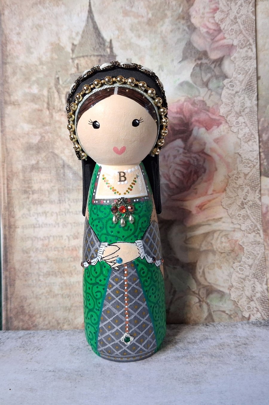 Anne Boleyn wooden peg doll