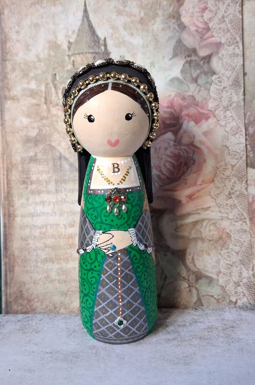 Anne Boleyn wooden peg doll