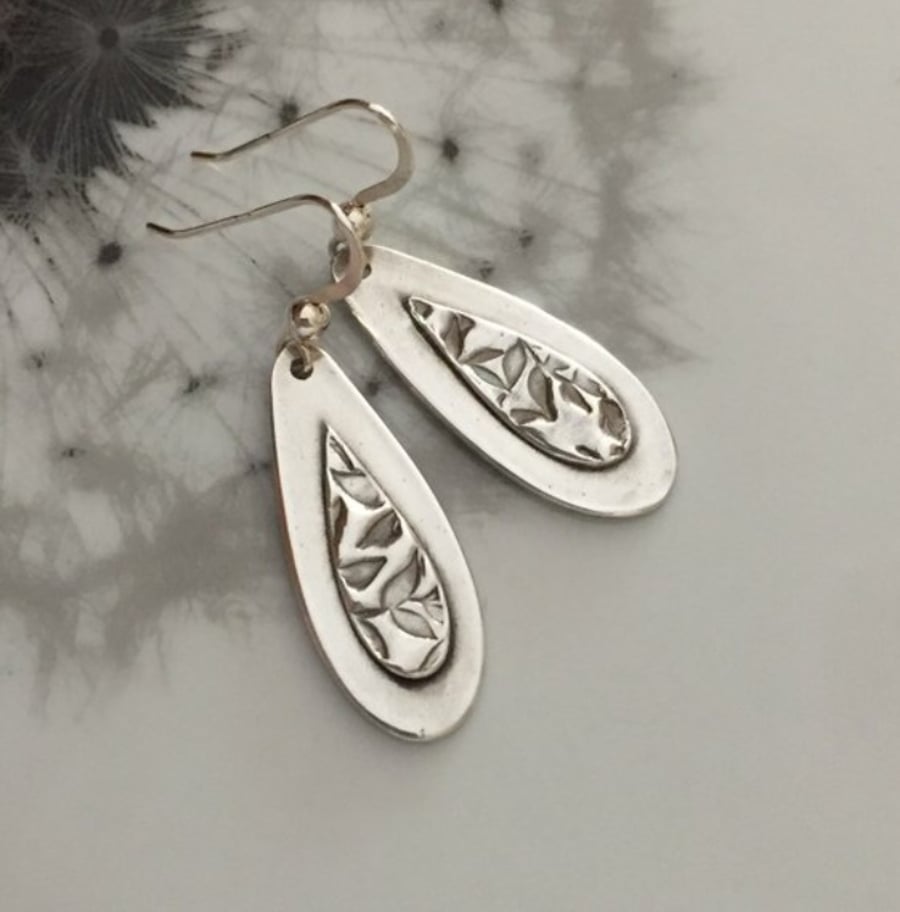 Silver teardrop earrings, Silver earrings, Earrings