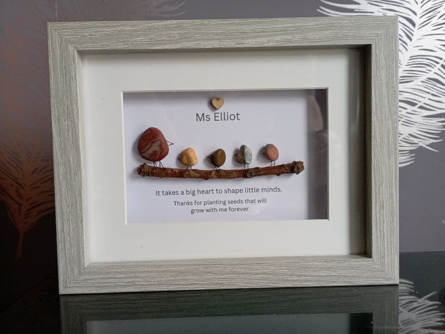 Teacher gift personalised for female teacher , pebble frame gift for male teache
