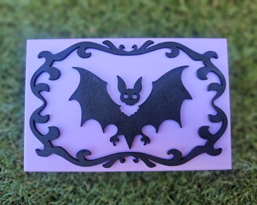 Homemade Headless Bat Wood Trinket Box