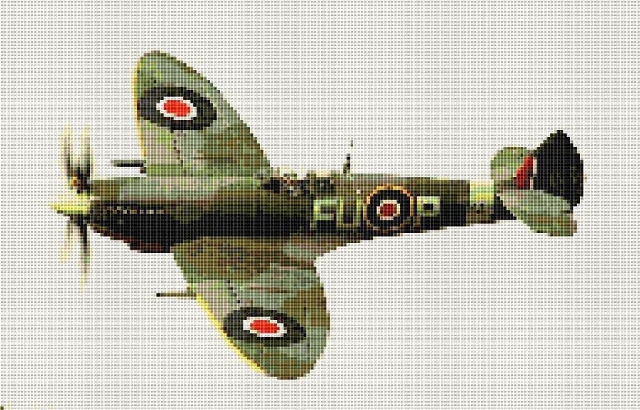 Spitfire FU-P (plane) cross stitch chart