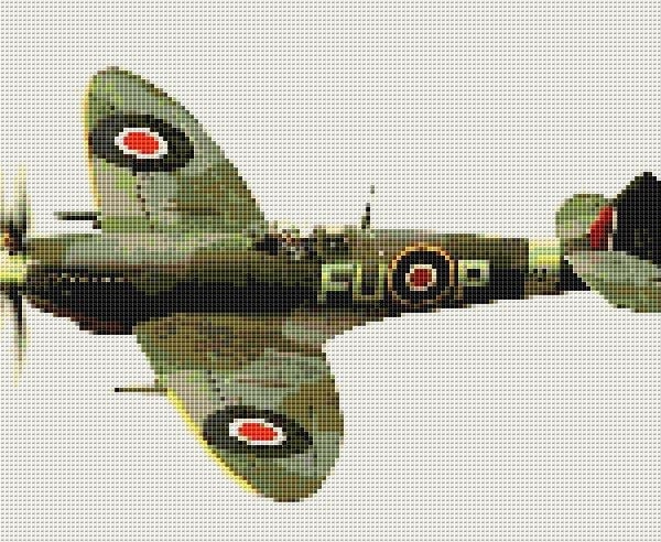 Spitfire FU-P (plane) cross stitch chart