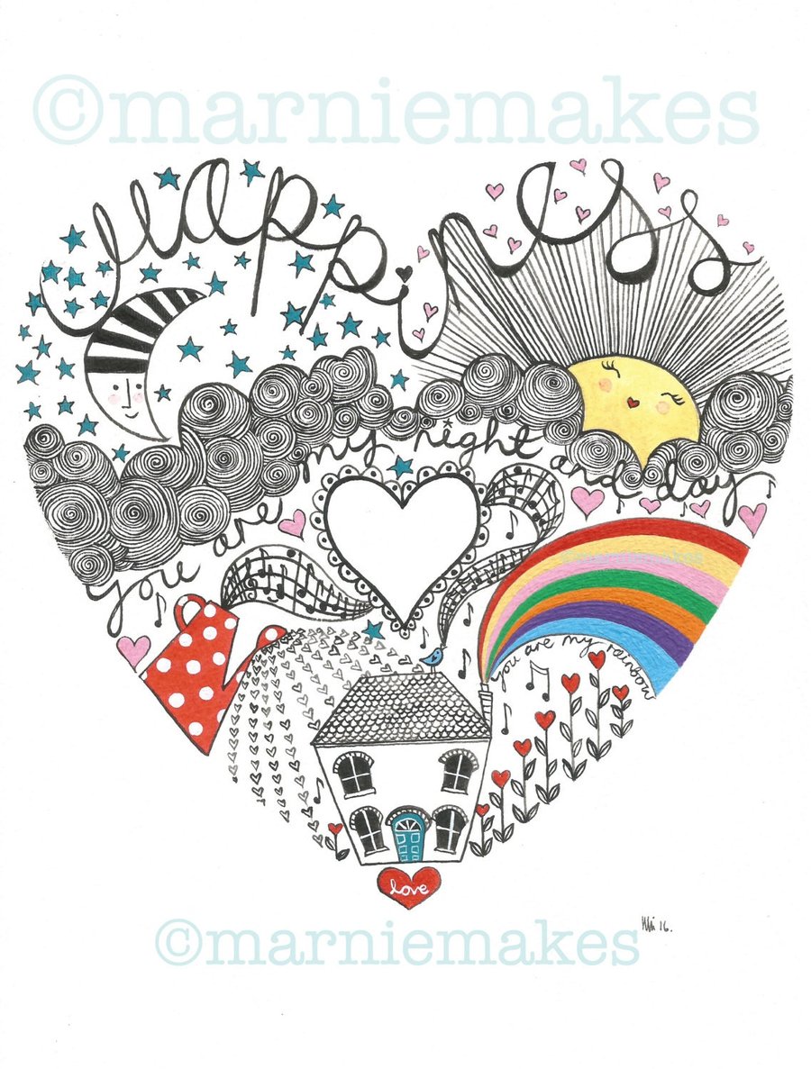 The Happy Heart- A4 Giclee Print (can be personalised)