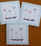 Pack of 3 Mini Blank Cards - Pastel Blue Button Flowers and Sequins - Image 10