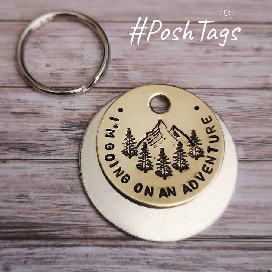 I'm going on an adventure (with or without name) - cat dog tag pet ID PoshTags C