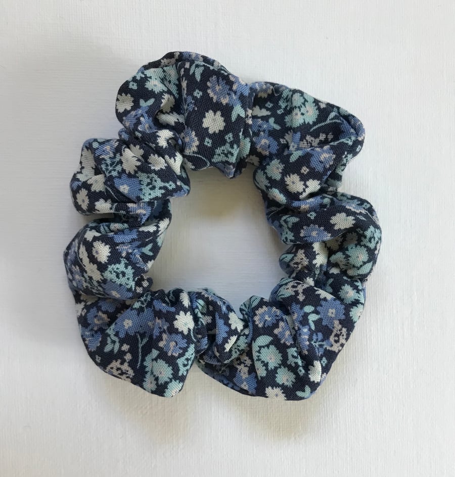 Blue Floral Hair Scrunchie  Hairband