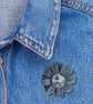 Daisy Flower Brooch, Grey Flower, Felt Flower, flower badge - Image 3