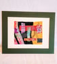Unframed Abstract Textile Art, Hand Embroidered Mixed Media Fibre Collage 