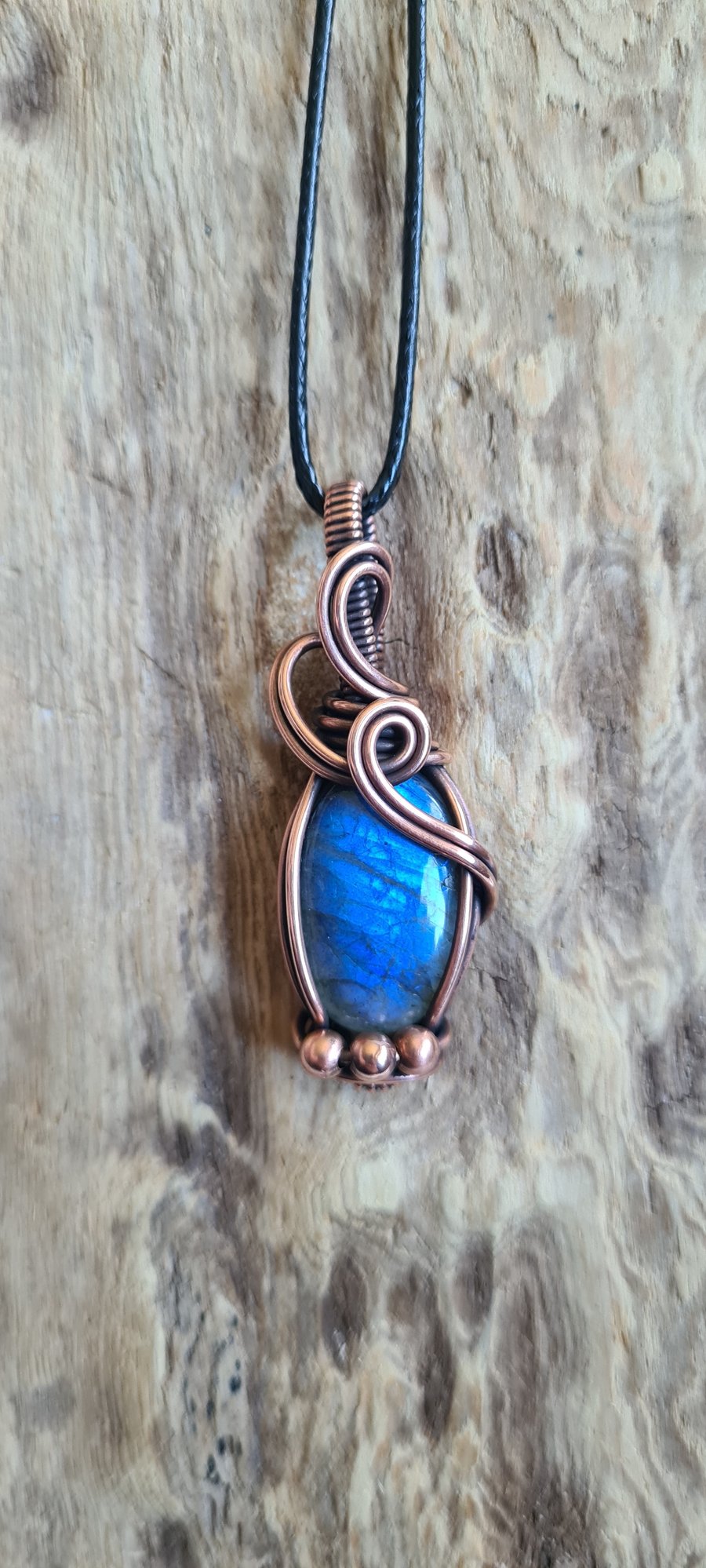 Natural Labradorite & Copper Pendant Necklace Gift Crystal Jewellery Jewelry 