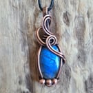 Natural Labradorite & Copper Pendant Necklace Gift Crystal Jewellery Jewelry 