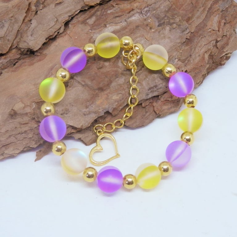 Flashy Glow Memory Wire Beaded Bracelet