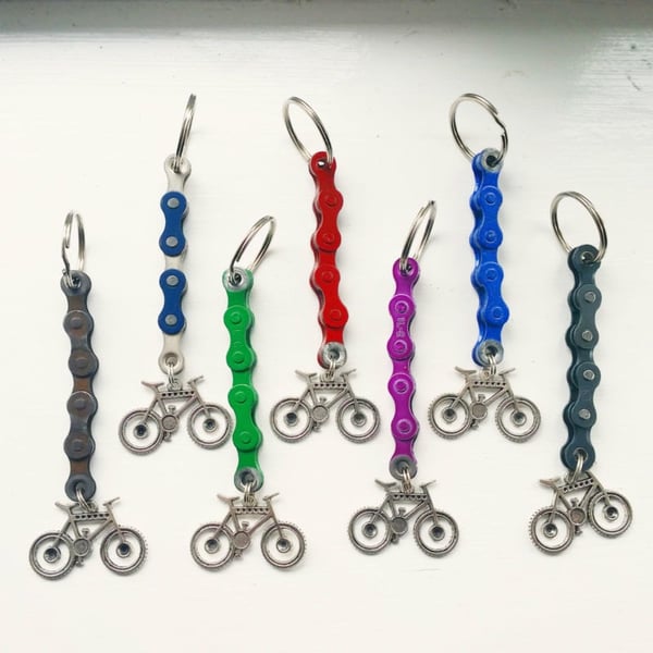 Mountain Biker Gift Idea, Keychain Keyring for Cyclist Bicycle Riders made from 