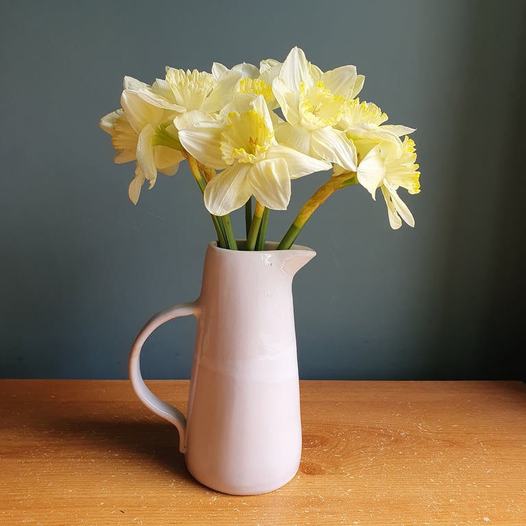 White pottery Jug, Stoneware Flower Vase 400ml