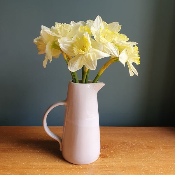 White pottery Jug, Stoneware Flower Vase 400ml