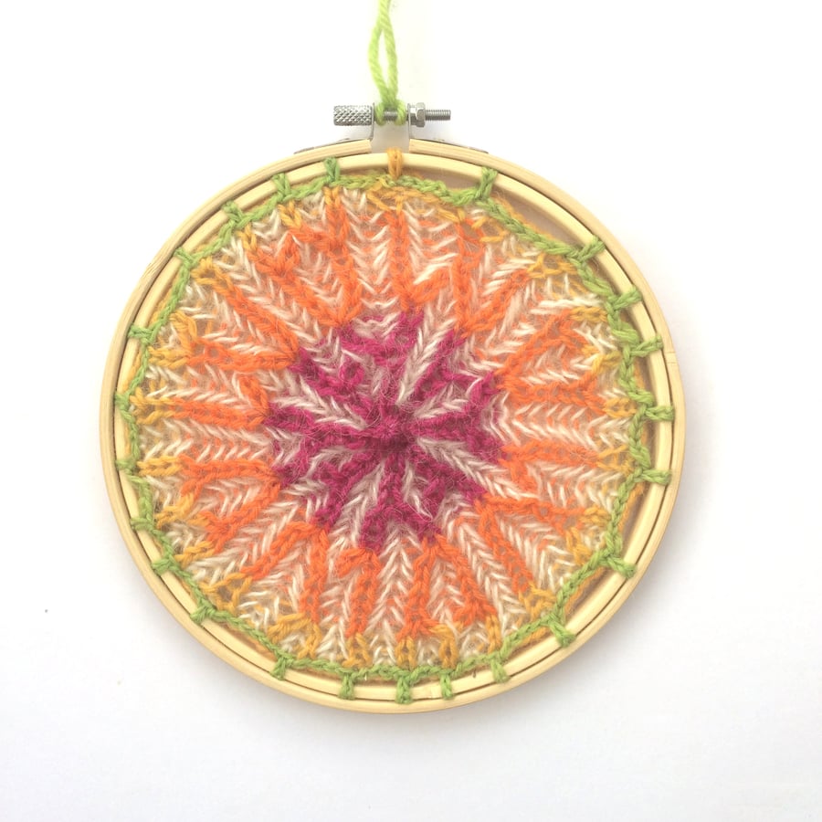 Citrus Slice Knitted Textile Wall hanging 7" Mandala