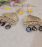 Hand-Engraved Brass Earrings with Freshwater Pearls ; Contemporary Earrings - Image 4