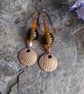 Handmade Bronze and Amber Lamp work Earrings - Image 2